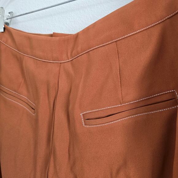 Tularosa High Waisted Front Zip Cropped Pants Rust Orange Brown M - Picture 5 of 10